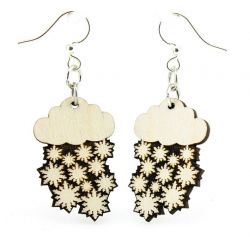 snow cloud blossom wood earrings