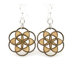 seed of life blossom wood earrings