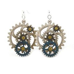 kinetic gear wood earrings