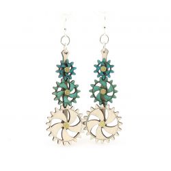 kinetic gear wood earrings