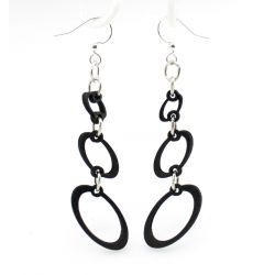 Black orbital dangle wood earrings