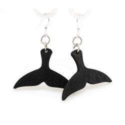 whale tail wood earrings