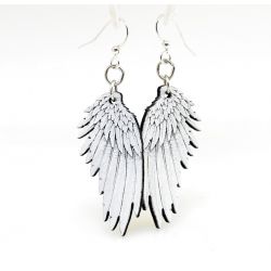 angel wing wood earrings