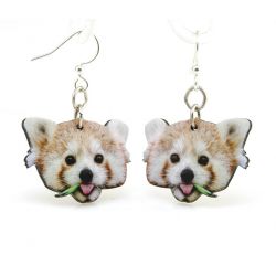 red panda wood earrings