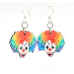 clown wood earrings