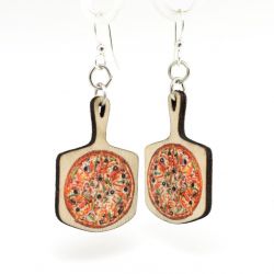 pizza wood earrings