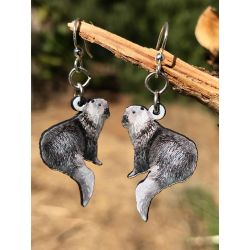 River otter wood earrings
