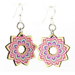 briliant mandala flower wood earrings