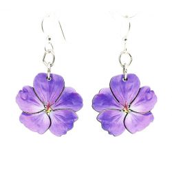 violet flower wood earrings