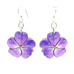 violet flower wood earrings