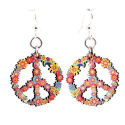 blossom peace wood earrings