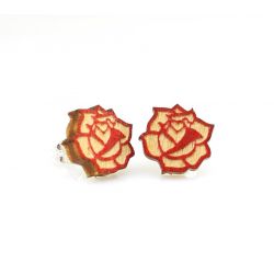 Rose stud wood earring