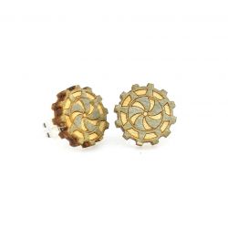 gear stud wood earrings