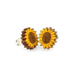 sunflower stud wood earrings