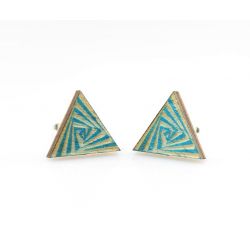 hippy triangle stud wood earrings