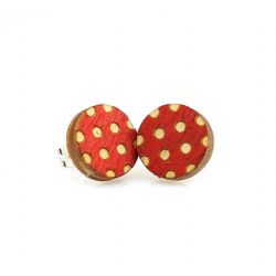 polka dot stud wood earrings
