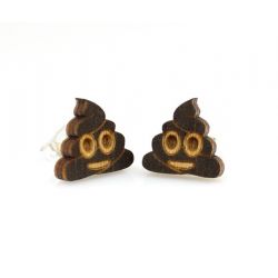 Poop emoji stud wood earrings