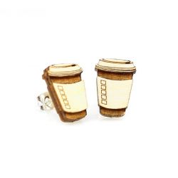 coffee stud wood earrings