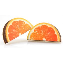 orange slice stud wood earrings