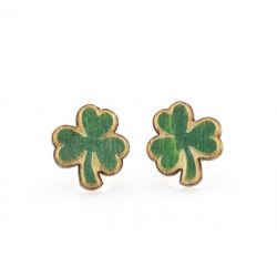 shamrock stud wood earrings