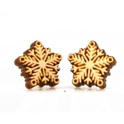 snowflake stud wood earrings