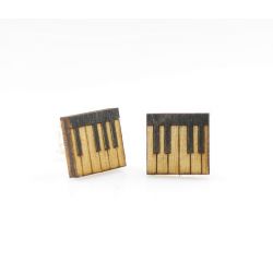 Piano key stud wood earrings