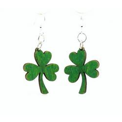 kelly green shamrock wood earrings