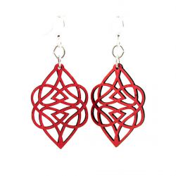 cherry red celtic heart wood earrings