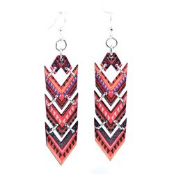 african chevron wood earrings