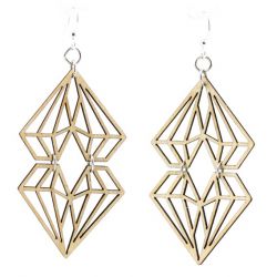 dueling diamond wood earrings