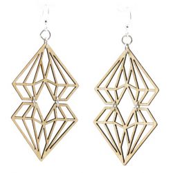 dueling diamond wood earrings