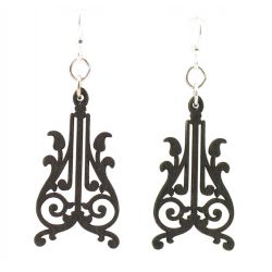 corbels black satin wood earrings