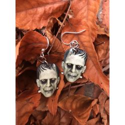frankenstein wood earrings