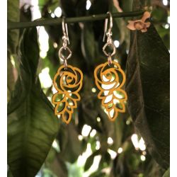 lemon yellow rose blossom earrings