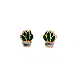 succulent stud wood earrings