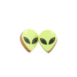Alien stud wood earrings