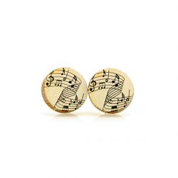 Piano key stud wood earrings