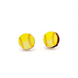 Softball stud wood earrings