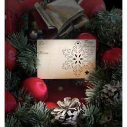 Snowflake Holiday Ornament Card in Natural Wood