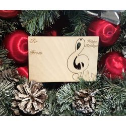 Music Note Holiday Ornament Card in Natural Wood