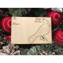 Cardinal Holiday Ornament Card in Natural Wood