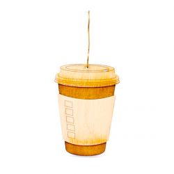 coffee to go wood ornament
