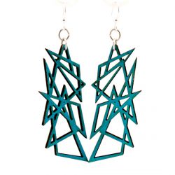 aqua marine modern angle wood earrings