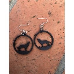 howling wolf wood earrings