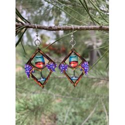 heart in wine wood earrings