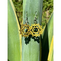 anahata chakra wood earrings