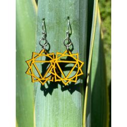 manipura chakra wood earrings