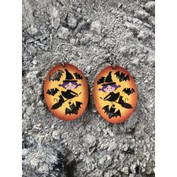 flying witch wood earrings