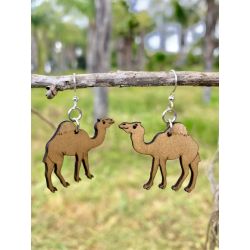 camel wood earrings