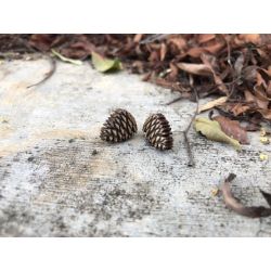 pine cone wood stud earrings